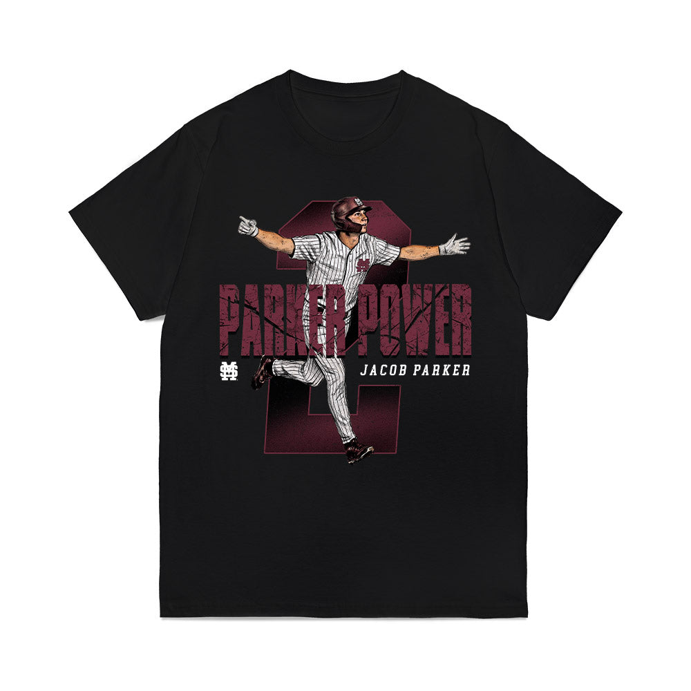 Mississippi State - NCAA Baseball : Jacob Parker - Caricature Comfort Colors T-Shirt-0