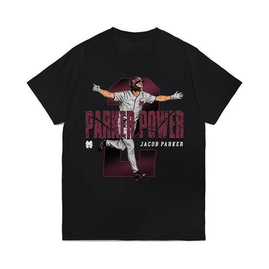 Mississippi State - NCAA Baseball : Jacob Parker - Caricature Comfort Colors T-Shirt-0