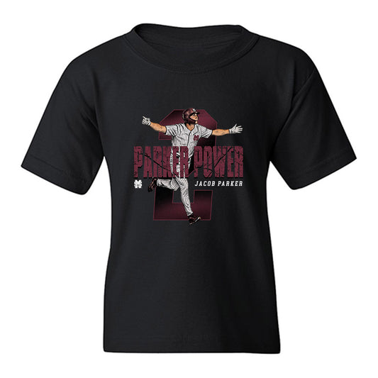 Mississippi State - NCAA Baseball : Jacob Parker - Caricature Youth T-Shirt-0