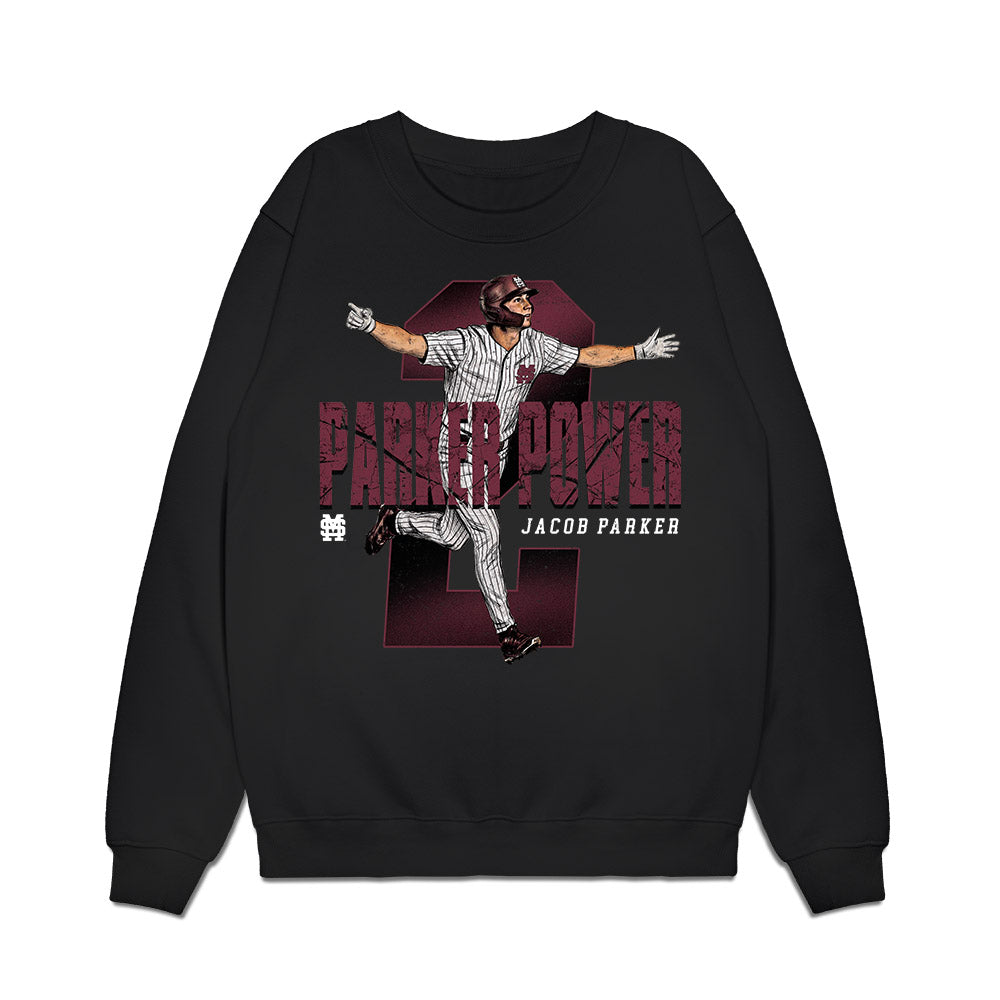 Mississippi State - NCAA Baseball : Jacob Parker - Caricature Premium Crewneck Sweatshirt-0