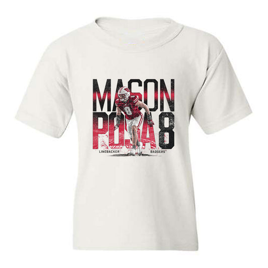 Wisconsin - NCAA Football : Mason Posa - Collage Youth T-Shirt-0