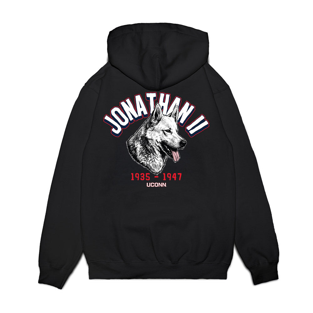 UConn - Huskies Mascot : Jonathan II - Caricature Premium Hooded Sweatshirt-1