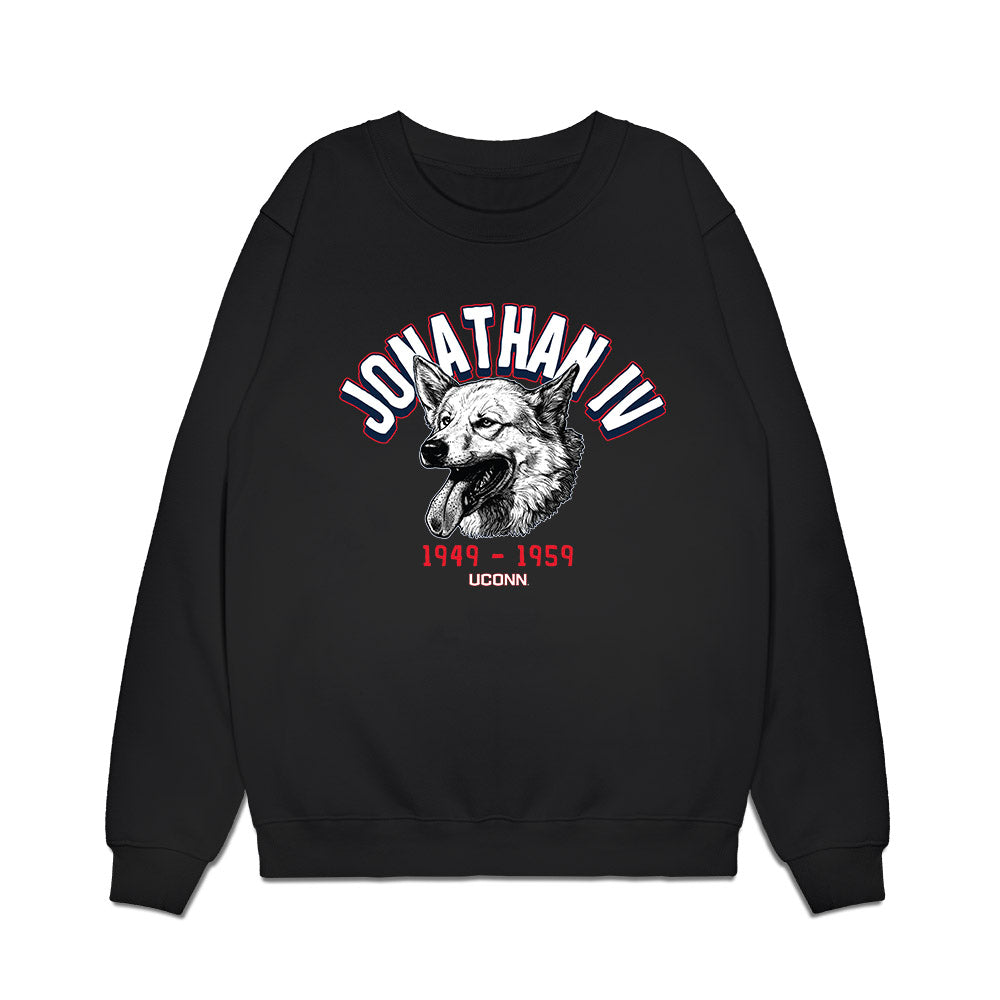 UConn - Huskies Mascot : Jonathan IV - Caricature Premium Crewneck Sweatshirt-0