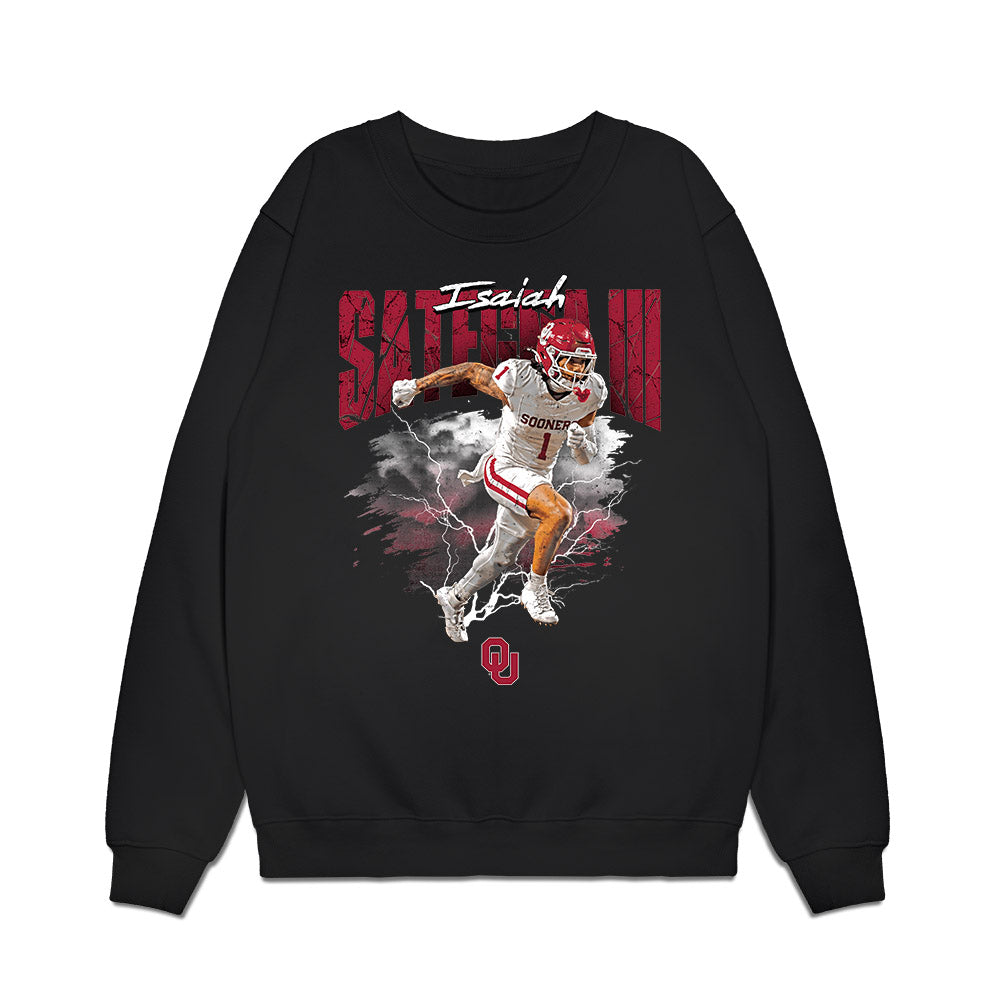 Oklahoma - NCAA Football : Isaiah Sategna III - Collage Premium Crewneck Sweatshirt-0