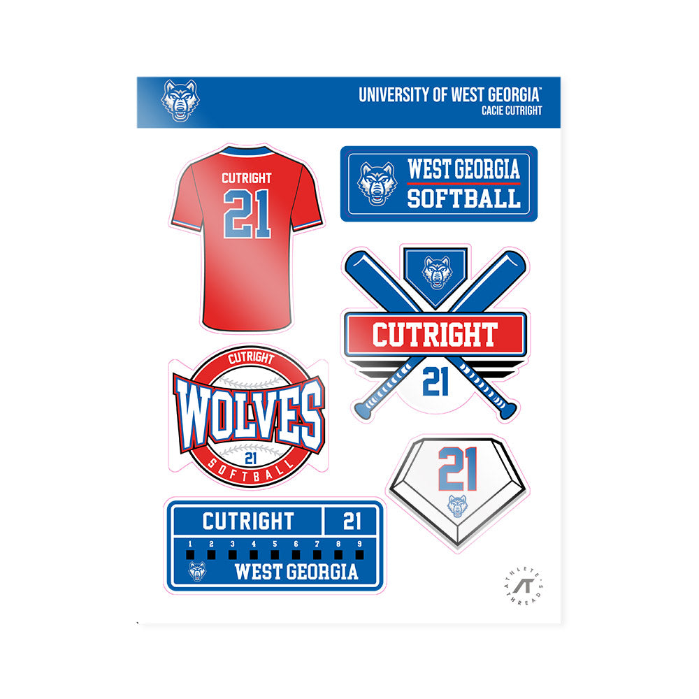 West Georgia - NCAA Softball : Cacie Cutright - Sticker Sheet-0