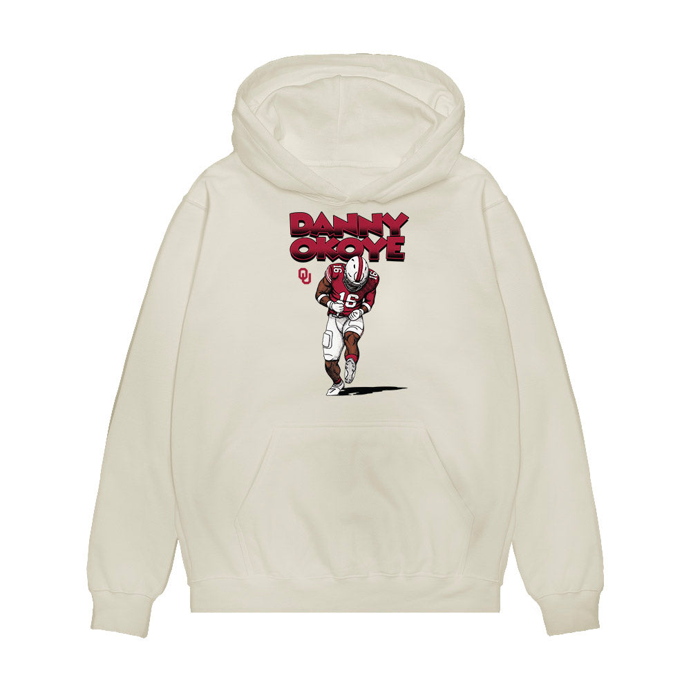Oklahoma - NCAA Football : Danny Okoye - Caricature Premium Hooded Sweatshirt-0