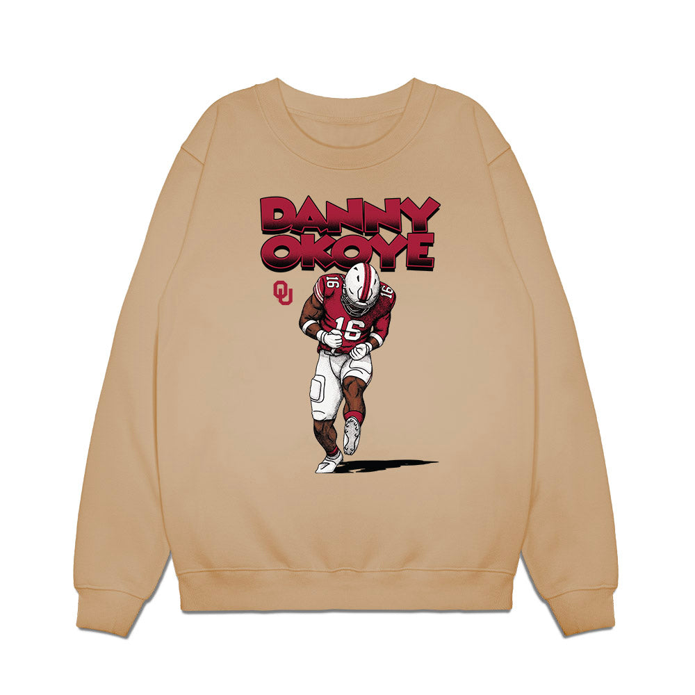Oklahoma - NCAA Football : Danny Okoye - Caricature Premium Crewneck Sweatshirt-0