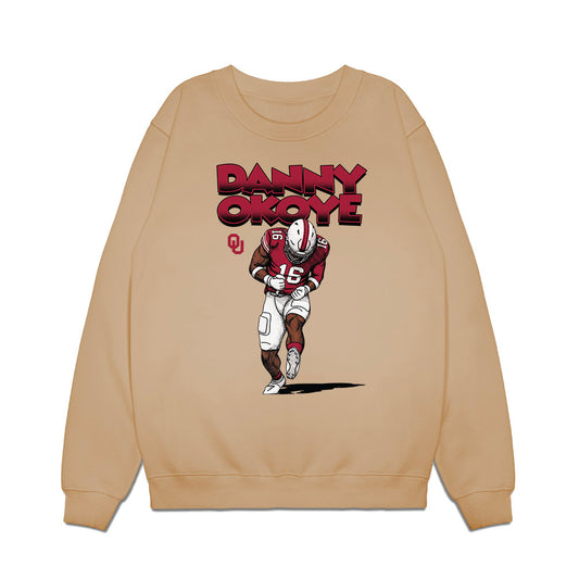 Oklahoma - NCAA Football : Danny Okoye - Caricature Premium Crewneck Sweatshirt-0