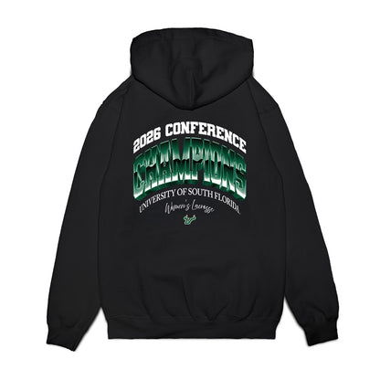 USF - NCAA Women's Lacrosse : - 2026 Conference Champions Premium Hooded Sweatshirt-1