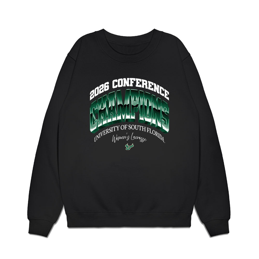 USF - NCAA Womens Lacrosse : 2026 Conference Champions Premium Crewneck Sweatshirt-0