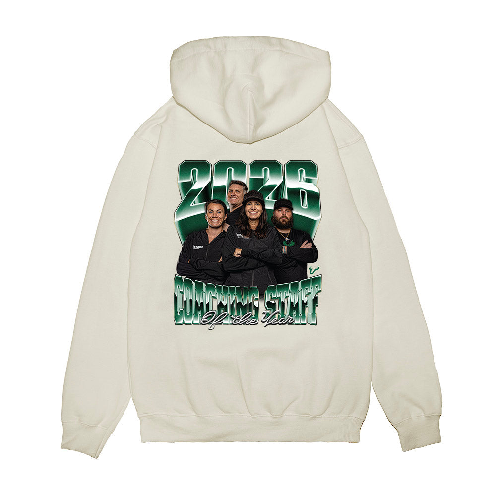 USF - NCAA Womens Lacrosse : 2026 Coaching Staff of the Year Premium Hooded Sweatshirt-1