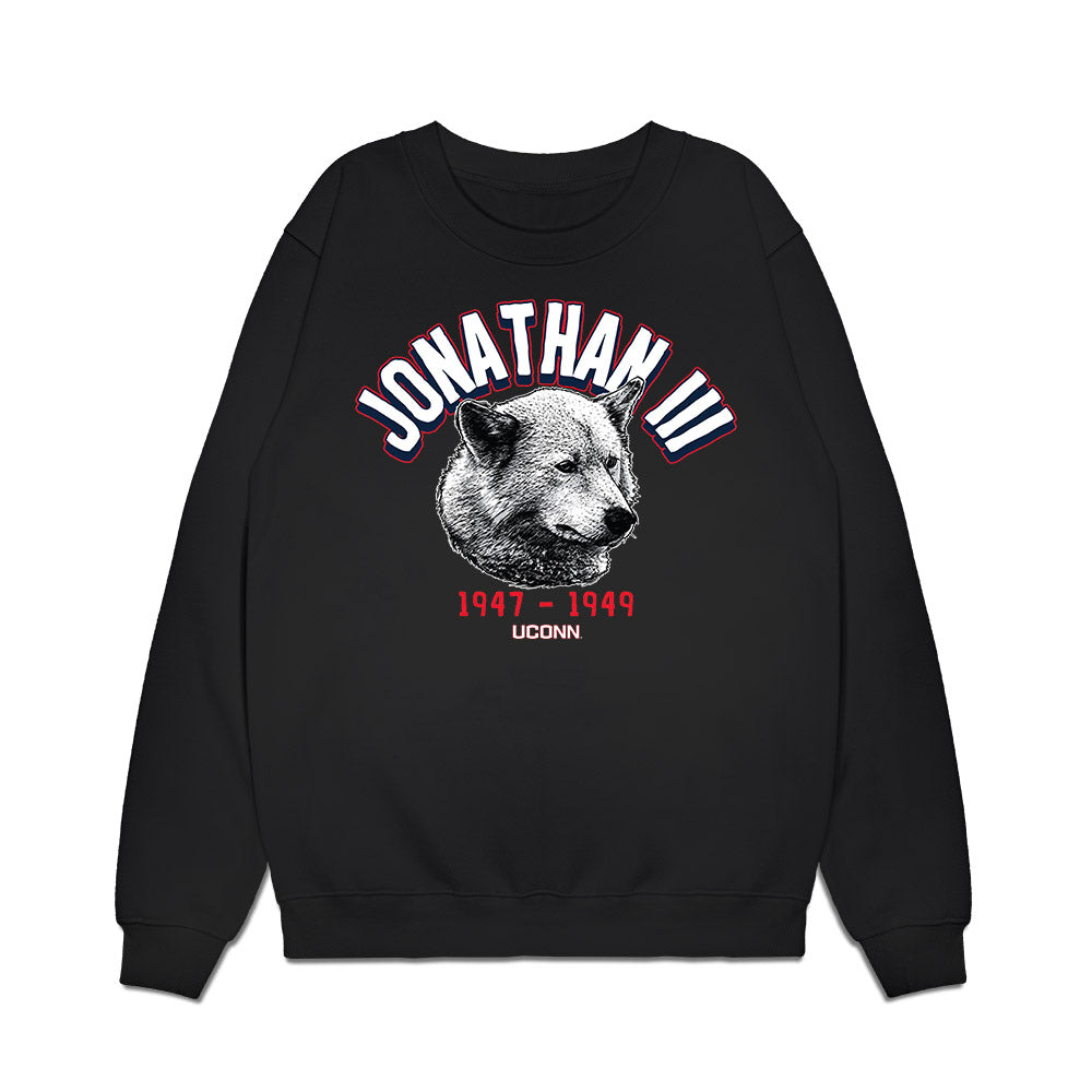 UConn - Huskies Mascot : Jonathan III - Caricature Premium Crewneck Sweatshirt-0