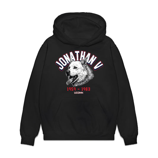 UConn - Huskies Mascot : Jonathan V - Caricature Premium Hooded Sweatshirt-0