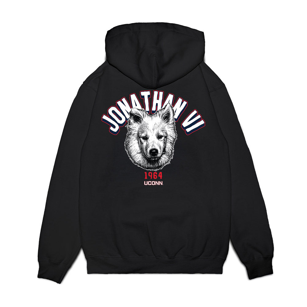 UConn - Huskies Mascot : Jonathan VI - Caricature Premium Hooded Sweatshirt-1