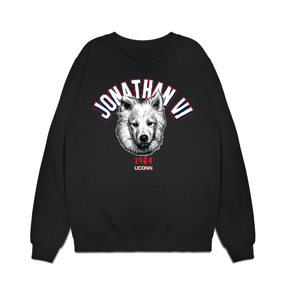 UConn - Huskies Mascot : Jonathan VI - Caricature Premium Crewneck Sweatshirt-0