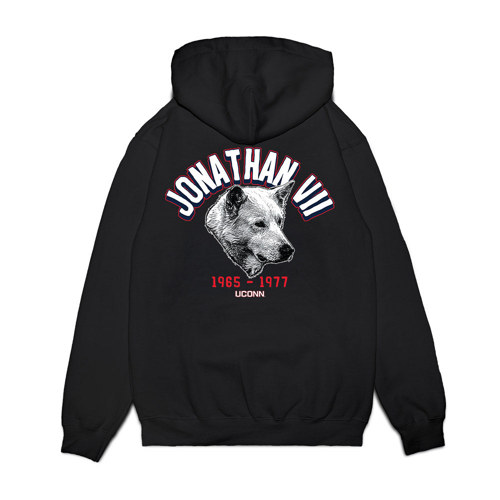 UConn - Huskies Mascot : Jonathan VII - Caricature Premium Hooded Sweatshirt-1