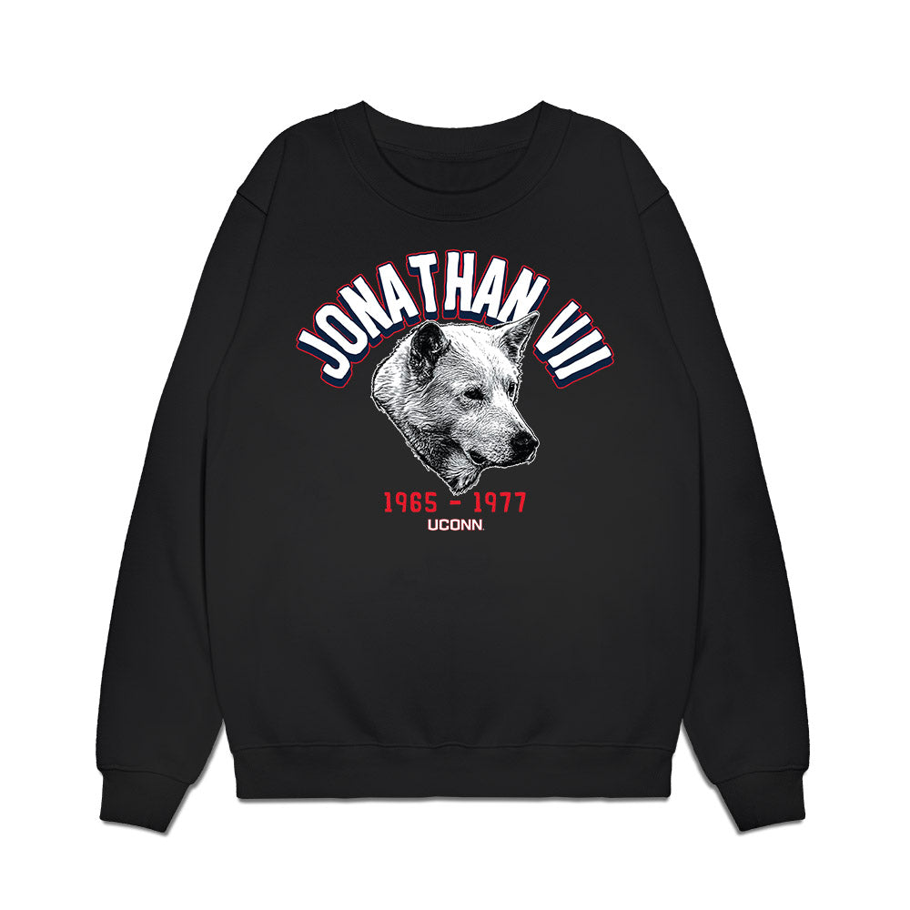 UConn - Huskies Mascot : Jonathan VII - Caricature Premium Crewneck Sweatshirt-0