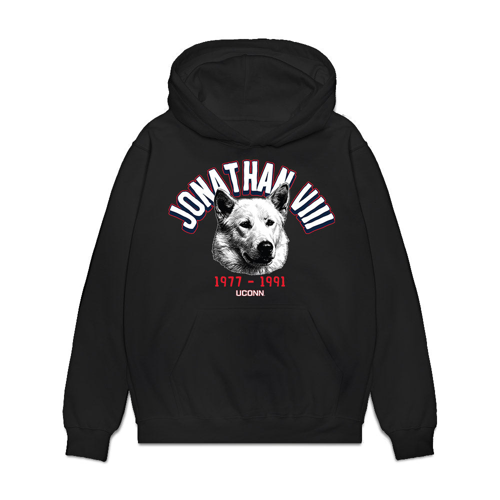 UConn - Huskies Mascot : Jonathan VIII - Caricature Premium Hooded Sweatshirt-0