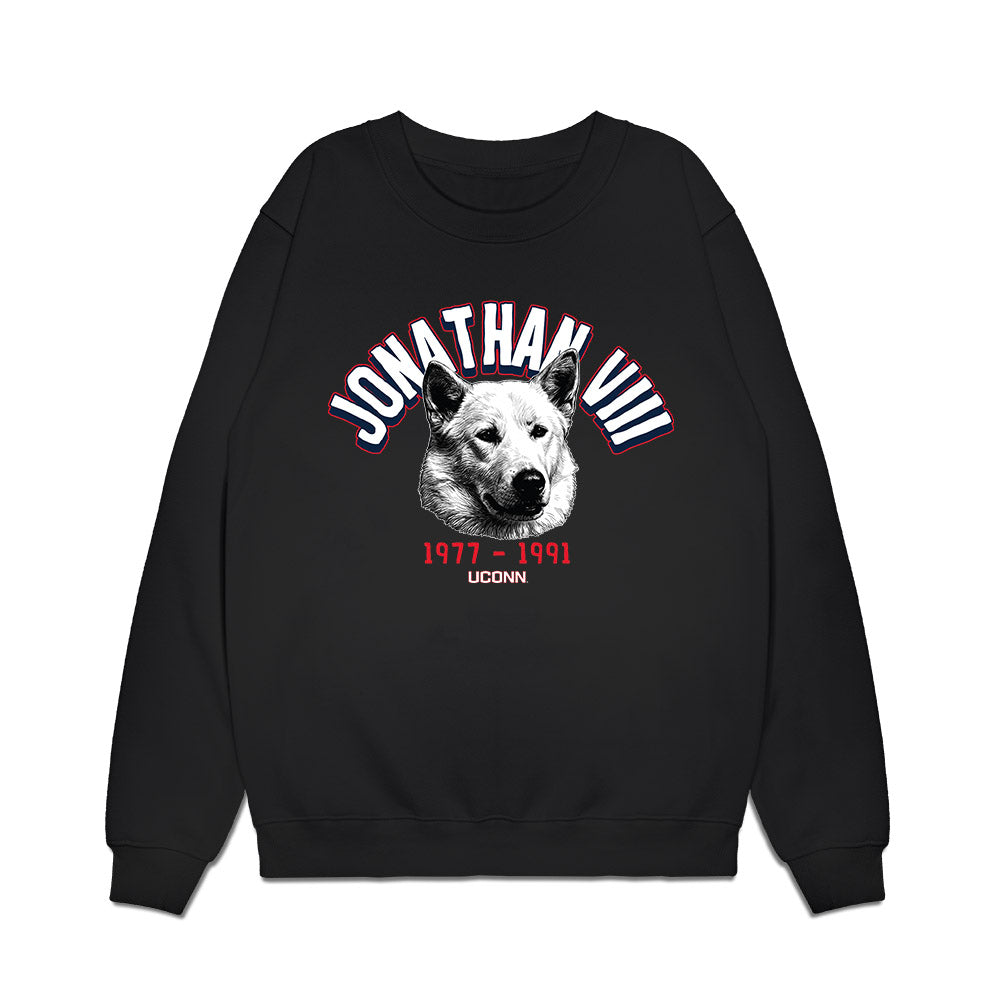 UConn - Huskies Mascot : Jonathan VIII - Caricature Premium Crewneck Sweatshirt-0