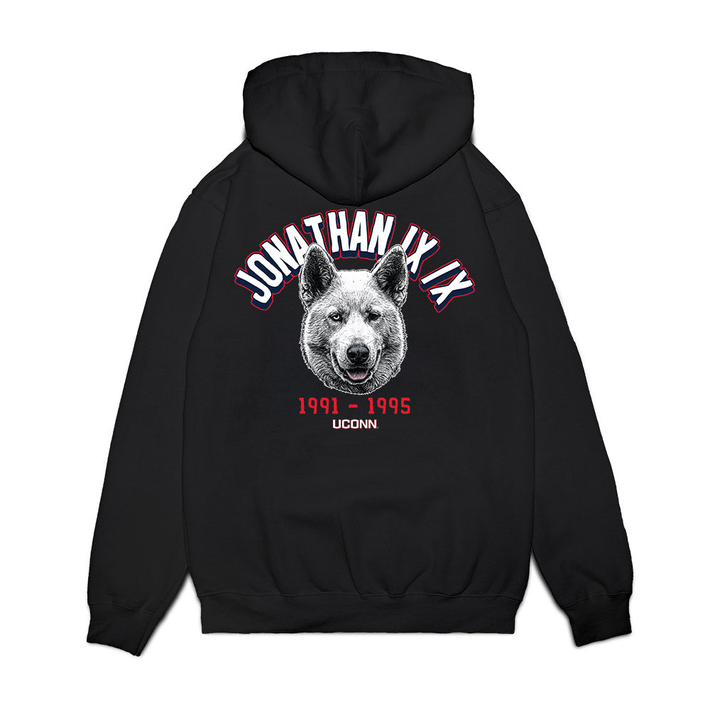 UConn - Huskies Mascot : Jonathan IX/X - Caricature Premium Hooded Sweatshirt-1
