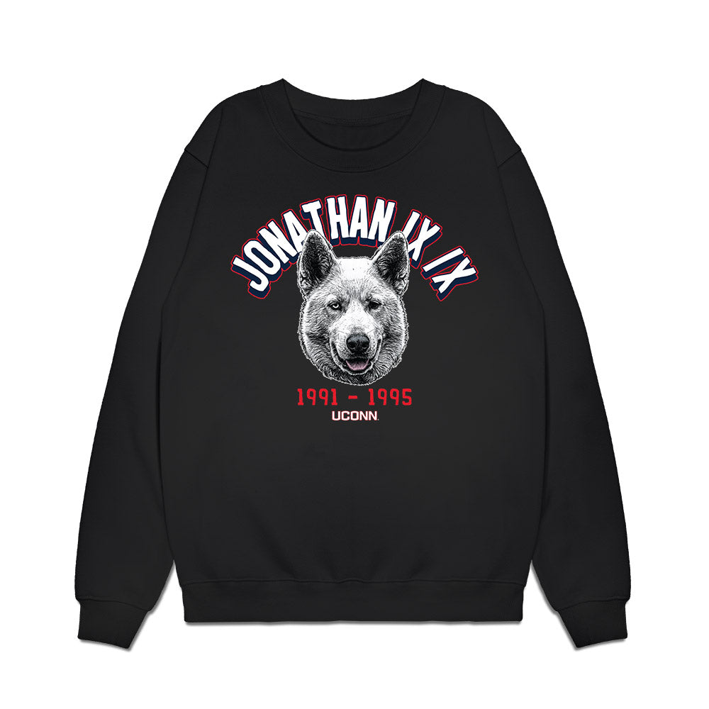 UConn - Huskies Mascot : Jonathan IX/X - Caricature Premium Crewneck Sweatshirt-0
