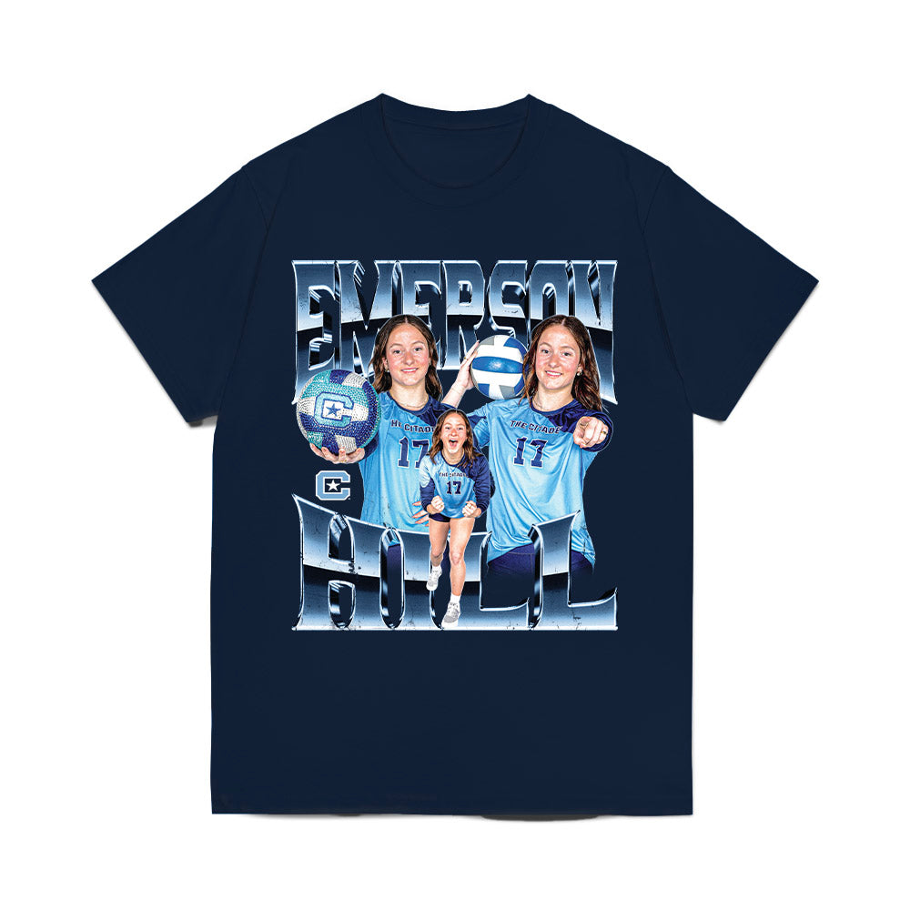 The Citadel - NCAA Women's Volleyball : Emerson Hill - Collage Comfort Colors T-Shirt-0