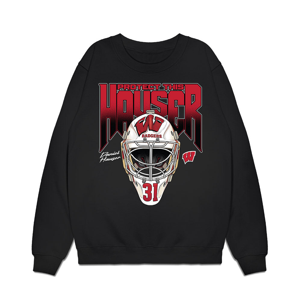 Wisconsin - NCAA Mens Ice Hockey : Daniel Hauser - Graphic Premium Crewneck Sweatshirt-0