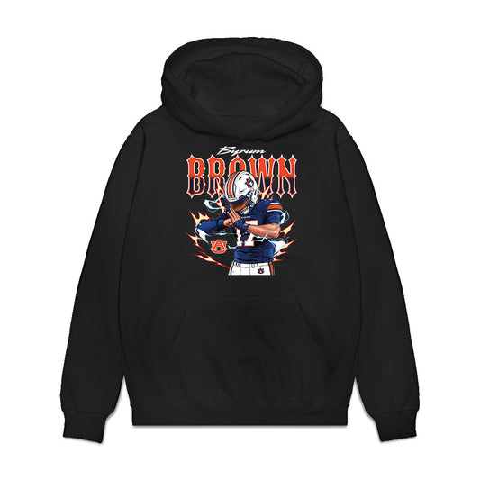 Auburn - NCAA Football : Byrum Brown - Caricature Premium Hooded Sweatshirt-0