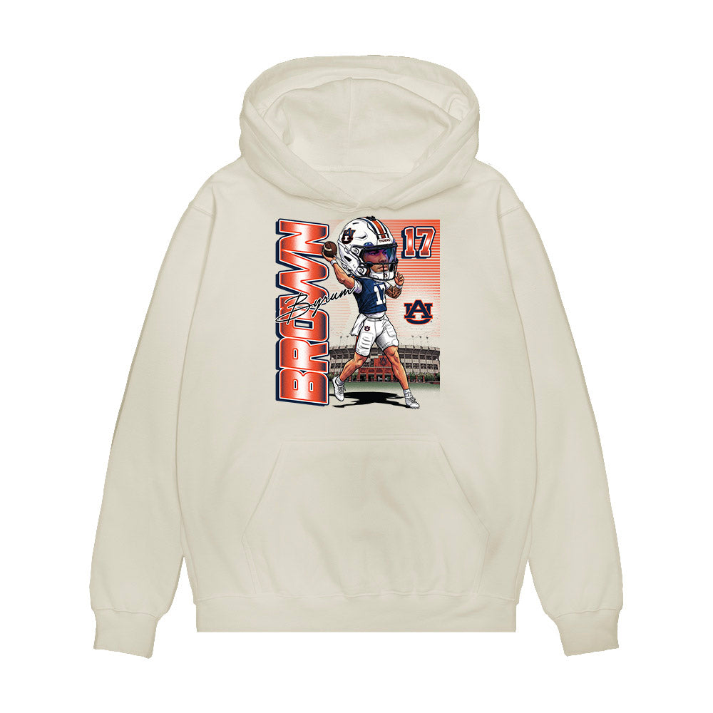 Auburn - NCAA Football : Byrum Brown - Caricature Premium Hooded Sweatshirt-0