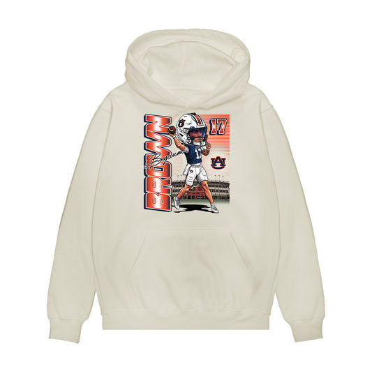 Auburn - NCAA Football : Byrum Brown - Caricature Premium Hooded Sweatshirt-0