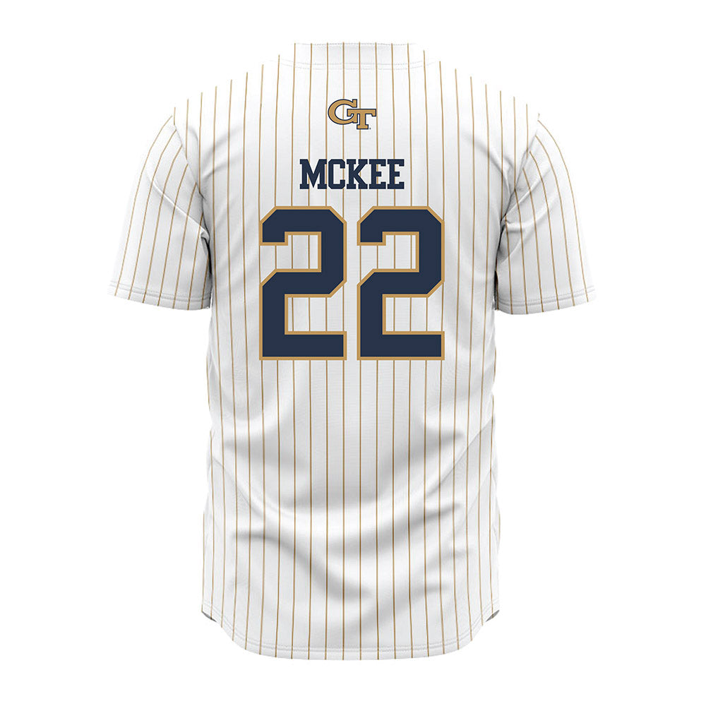 Georgia Tech - NCAA Baseball : Tate McKee - Pinstripe Jersey-1