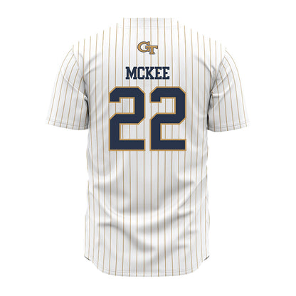 Georgia Tech - NCAA Baseball : Tate McKee - Pinstripe Jersey-1