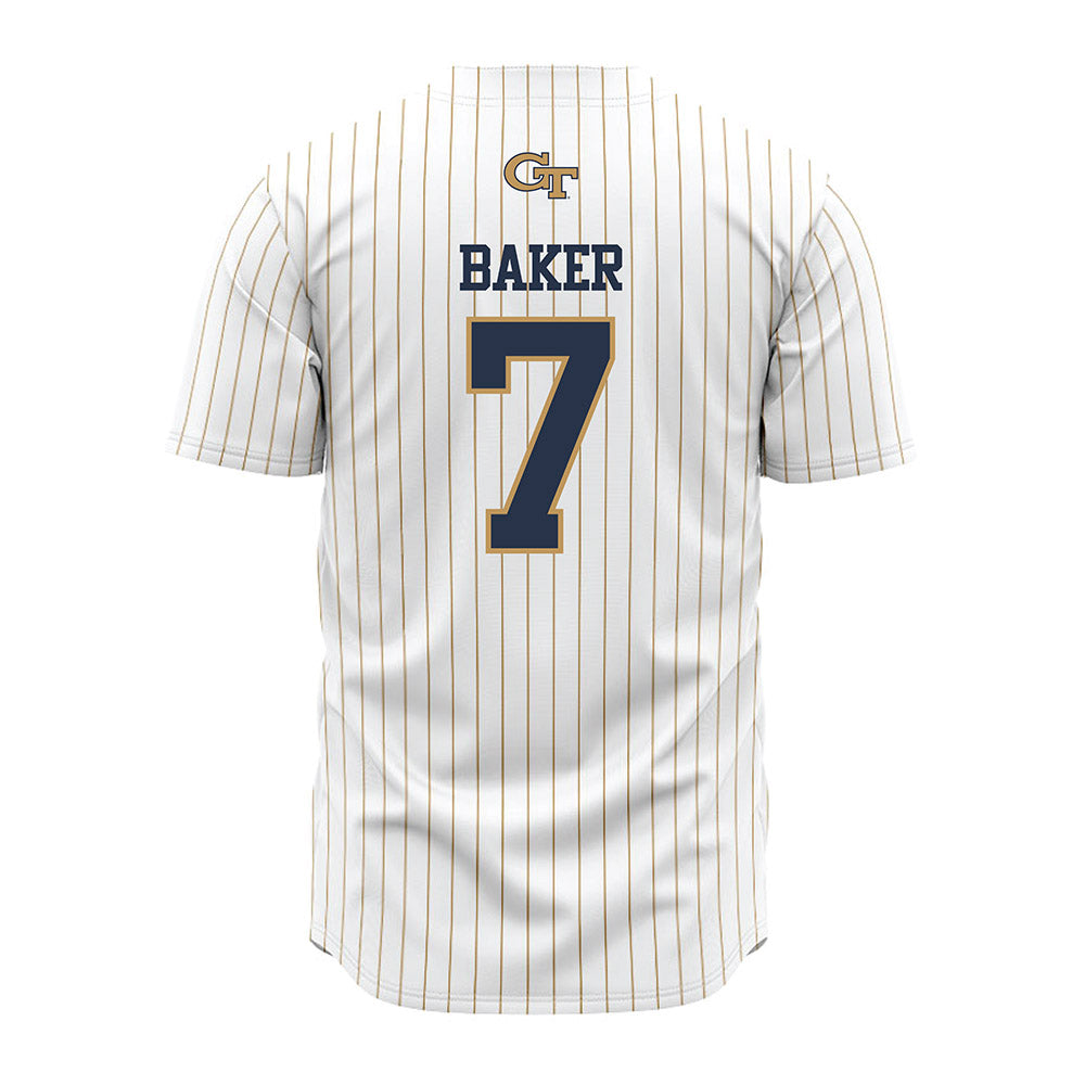 Georgia Tech - NCAA Baseball : Will Baker - Pinstripe Jersey-1