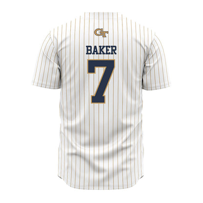 Georgia Tech - NCAA Baseball : Will Baker - Pinstripe Jersey-1