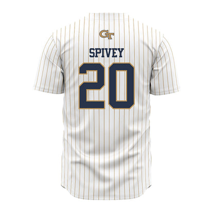 Georgia Tech - NCAA Baseball : Caden Spivey - Pinstripe Jersey-1