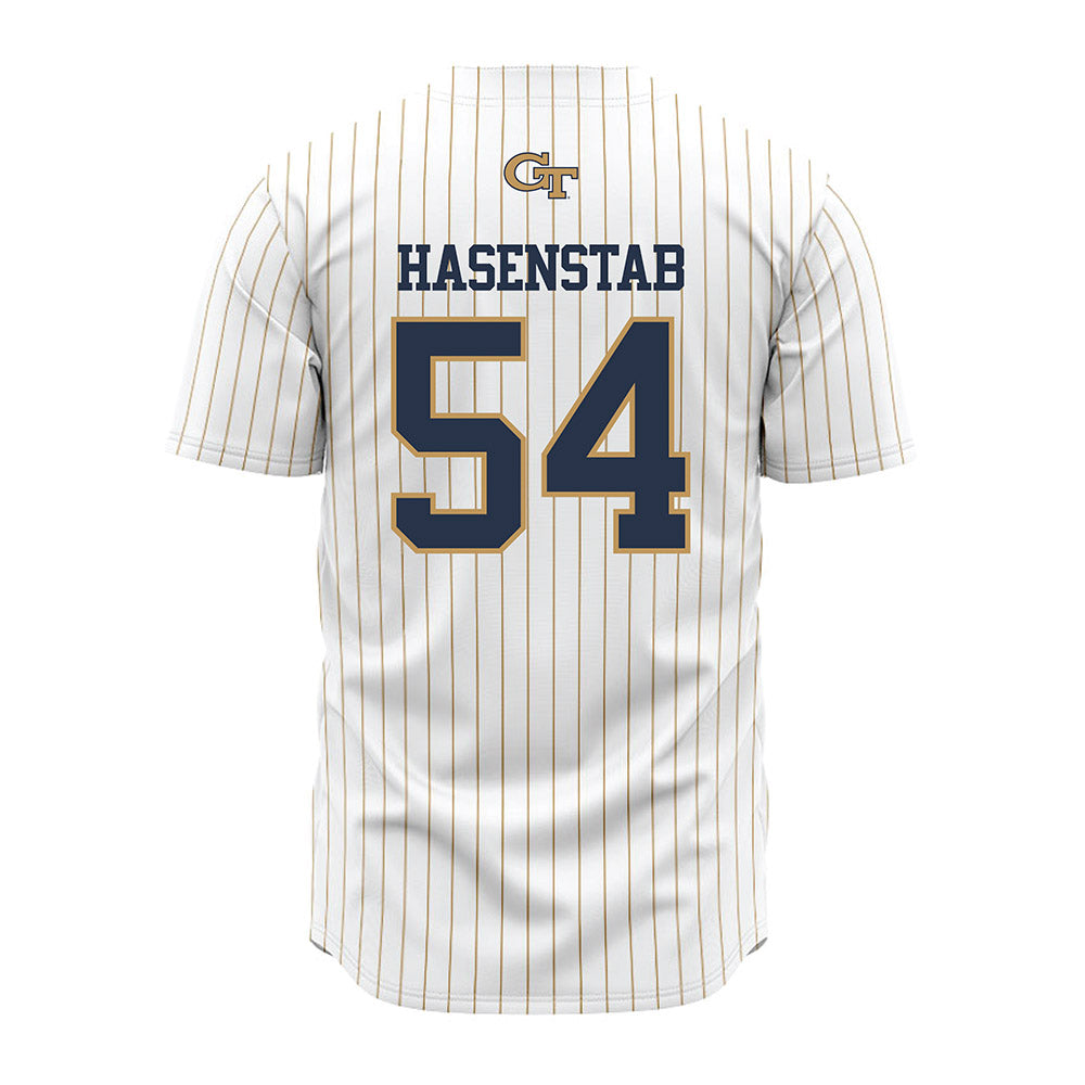 Georgia Tech - NCAA Baseball : Riley Hasenstab - Pinstripe Jersey-1