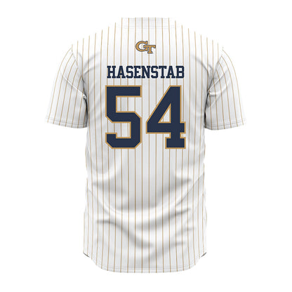 Georgia Tech - NCAA Baseball : Riley Hasenstab - Pinstripe Jersey-1