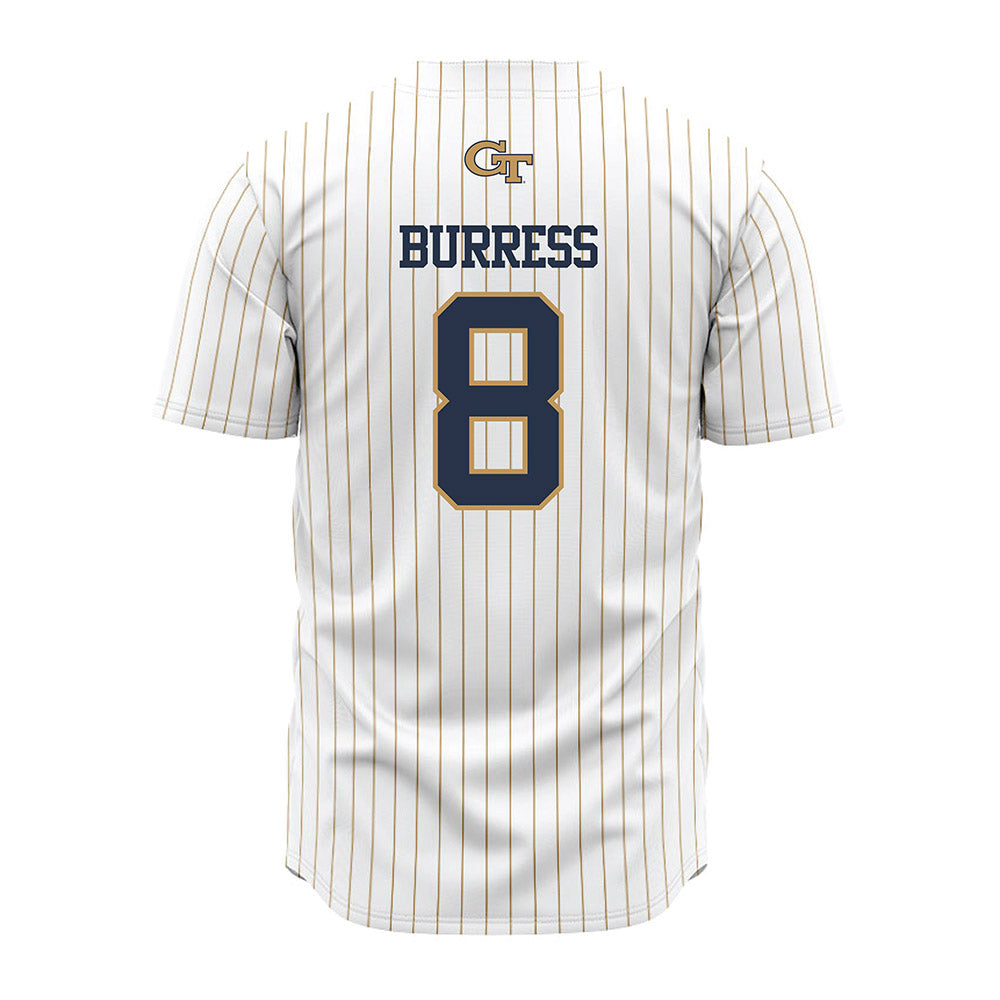 Georgia Tech - NCAA Baseball : Drew Burress - Pinstripe Jersey-1