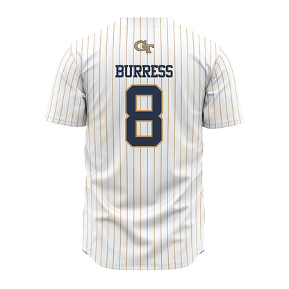 Georgia Tech - NCAA Baseball : Drew Burress - Pinstripe Jersey-1