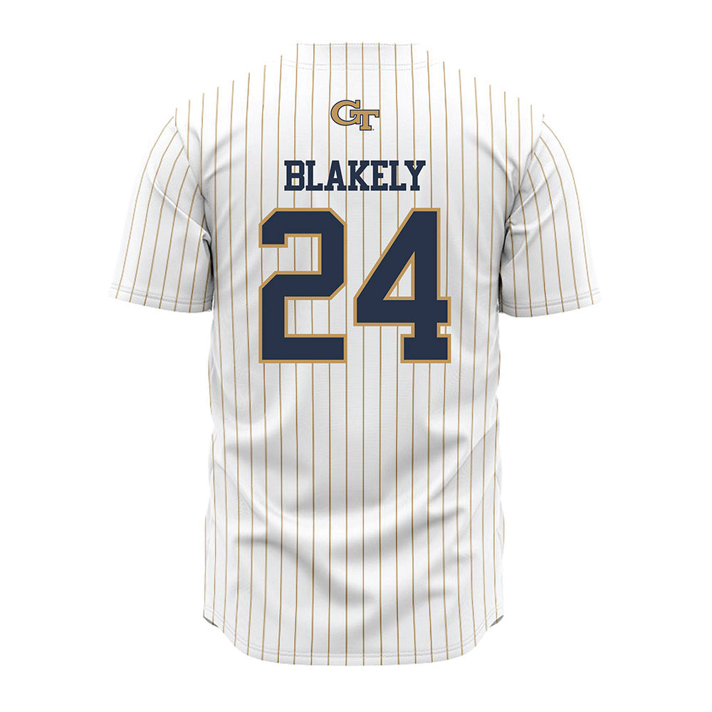 Georgia Tech - NCAA Baseball : Jackson Blakely - Pinstripe Jersey-1