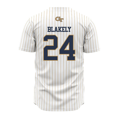 Georgia Tech - NCAA Baseball : Jackson Blakely - Pinstripe Jersey-1