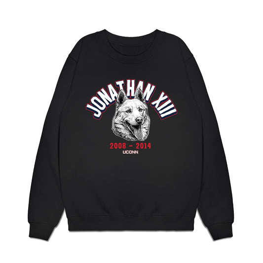 UConn - Huskies Mascot : Jonathan XIII - Caricature Premium Crewneck Sweatshirt-0