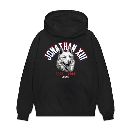 UConn - Huskies Mascot : Jonathan XIII - Caricature Premium Hooded Sweatshirt-0