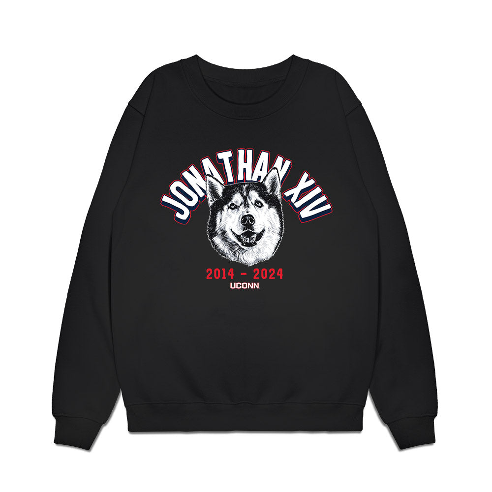 UConn - Huskies Mascot : Jonathan XIV - Caricature Premium Crewneck Sweatshirt-0