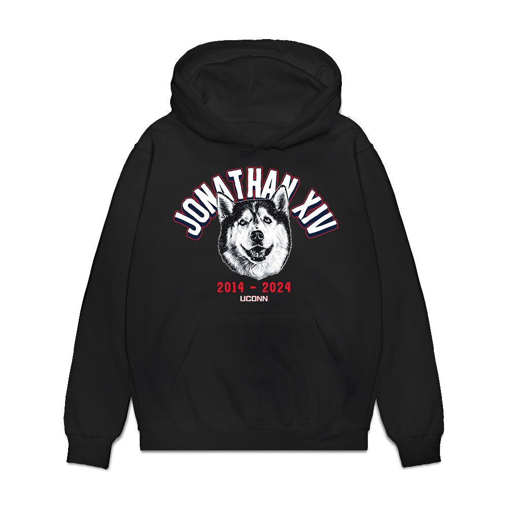 UConn - Huskies Mascot : Jonathan XIV - Caricature Premium Hooded Sweatshirt-0