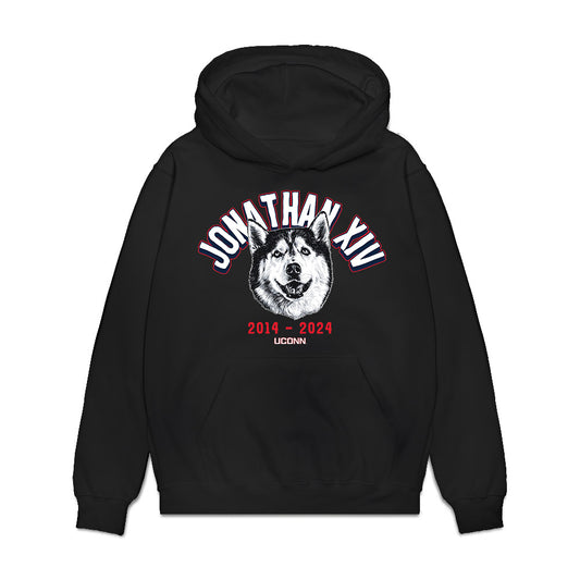 UConn - Huskies Mascot : Jonathan XIV - Caricature Premium Hooded Sweatshirt-0