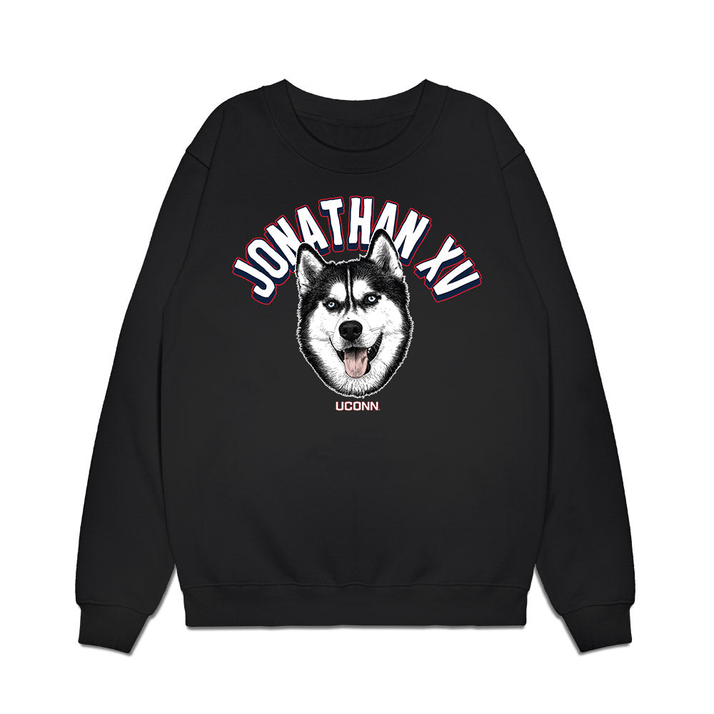UConn - Huskies Mascot : Jonathan XV - Caricature Premium Crewneck Sweatshirt-0