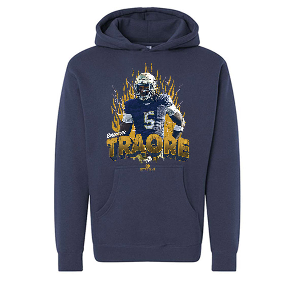 Notre Dame - NCAA Football : Boubacar Traore - Collage Hooded Pullover Sweatshirt-0