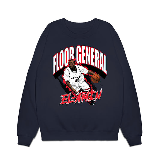 UConn - Men's Basketball Legends : Khalid El-Amin - Floor General Premium Crewneck Sweatshirt-0