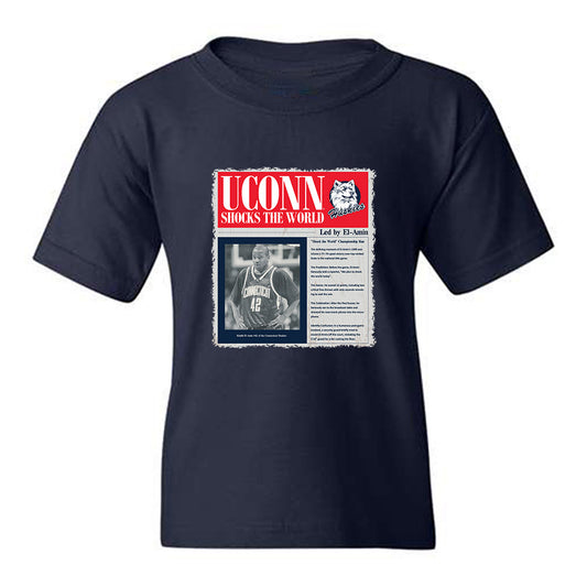 UConn - Men's Basketball Legends : Khalid El-Amin - Newspaper Headline Youth T-Shirt-0